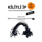 dm dikişmarket Kilitli Ip Renkli Asmalı Etiket Bağlama Ipi Lock String Tag Rope 100 Adet Siyah