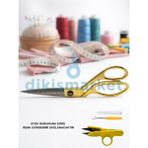 dm dikişmarket Kumaş Kot Deri Kesim Profesyonel Terzi Makası - altın set