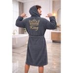 DM Velrobe Home Collectıon Battal Boy Pamuklu kapusonlu KİNG NAKIŞLI yetiskin Bornoz