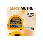 DMAX Şerit Metre 10 MT, Çelik Metre, Otomatik Durdurmalı, Kemer Klipsli