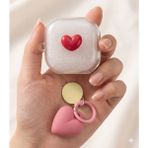 Dmay Samsung Galaxy Buds 4 Pro Kulaklık Uyumlu Kalpli Şeffaf Silikon Kılıf - Mavi