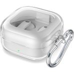 Dmay Samsung Galaxy Buds 4 Pro Kulaklık Uyumlu Mat Silikon Kılıf+Kanca - Şeffaf