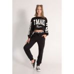 Dmb Boys & Girls 10-15 Yaş Kız Çocuk Crop Sweat ve Eşofman Altı 3'lü Takım - 12 - 13 Yaş - Siyah
