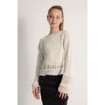 Dmb Boys & Girls Kız Çocuk Ajurlu Örgü Kazak ve Crop Takım Ekru 2 Parça - 11 - 12 Yaş
