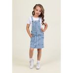 DMB BOYS & GIRLS Kız Çocuk Yıldız Pul İşlemeli Cepli Jean Kot Elbise Tulum