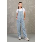DMB BOYS & GIRLS Rahat Geniş Paça Cepli Denim Salopet Jean Kız Çocuk Tulum