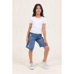 DMB BOYS & GIRLS Yüksek Bel Denim Bermuda Kot Rahat Kalıp Cepli Kız Çocuk Şort