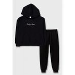 Dmb Mojo Erkek Çocuk 9-14 Yaş Kapüşonlu Sweat Eşofman Takımı Siyah - 10 - 11 Yaş