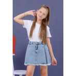 Dmb Mojo Kız Çocuk 9-14 Yaş Denim Şort Etek 0205 Kot Mavi