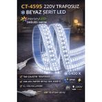 Dmc 220V Trafosuz Yapışkanlı Dış Mekan Şerit LED – Beyaz 3 M / 5 M - 6500K - Beyaz İşık