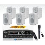 DMM 6'lı Beyaz Hoparlörlü Anfi Ses Sistemi | Mikrofonlu Paket Set
