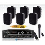 DMM 6'lı Siyah Hoparlörlü Anfi Ses Sistemi | Mikrofonlu Paket Set