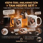 Dmn Cup Shop (Bizden Hediye ) Kişiye Özel 2'li Hediye Seti: Fotoğraflı Sihirli Kupa + Düz Kupa Bardak (12 Parça Magnet Puzzle Hediyeli) - Siyah - Beyaz