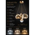 Dmr 1 Toplu Sarmaşık Sarkıt Led Avize Altın (Gold) Geniş Şerit Kasa Üç Renk 6500K/4000K/3000K (Beyaz /Ilık Beyaz/Sarı (G