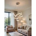 Dmr 1 Toplu Taçlı Sarkıt Led Avize Krom Kasa Üç Renk 6500K/4000K/3000K (Beyaz /Ilık Beyaz/Sarı (Günışığı))