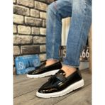 DMR Elegance BA0005 Bağcıksız Yüksek Beyaz Taban Klasik Rugan Püsküllü Corcik Erkek Ayakkabı - Renkli