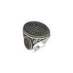 DMR Elegance DMR-GMSH-BRKD-MR11002738 Gümüş Siyah Zirkon Taşlı Oval Erkek Yüzük