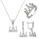 Dmr Elegance Gümüş Kraliçe Tacı Bayan Set