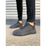 DMR Elegance JY204 Flex Bağcıklı Keten Kumaş Erkek Günlük Sneaker Ayakkabı Kst - Siyah