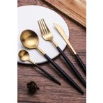 Dmr Life 18 Parça 6 Kişilik Mat Gold Siyah Çatal Kaşık Bıçak Seti