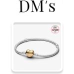 DMs Silver Ortası Gold Kalpli Gümüş Bileklik - 16 cm