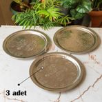 Dmt Copper Home 430 Kalite Krom Çelik 3 Adet Tepsi 24 cm – Fırına Uygun, Osmanlı Motifli, Kebap & Restoran Sunum Tepsisi - 1,3 ml