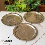 Dmt Copper Home 430 Kalite Krom Çelik 6 Adet Tepsi 24 cm – Fırına Uygun, Osmanlı Motifli, Kebap & Restoran Sunum Tepsisi - 1,1 ml