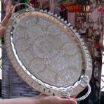 Dmt Copper Home Dmt Gaziantep Bakır 42,5 cm Osmanlı El Işi Sunum Tepsi Kına Tepsisi 42.5CMX28CM - 0 - 3 L