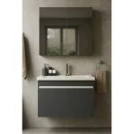 Dmz Home Arista 80 Cm Antrasit Renkli, Tamamı Mdf, Seramik Lavabolu, Alt Ve Üst Dolaplı, Banyo Dolabı Takımı