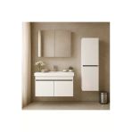 Dmz Home Arista 80Cm Beyaz Renkli Mdf, Seramik Lavabolu, Alt - Üst Ve Boy Dolaplı, Banyo Dolabı Seti