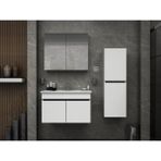 Dmz Home Concept Arista 80 cm Beyaz Renkli Mdf, Seramik Lavabolu, Alt - Üst ve Boy Dolaplı, Üst Dolap Aynalı, Banyo Dolabı Seti