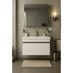 Dmz Home Concept Arista 80cm Beyaz Renkli Mdf, Seramik Lavabolu, Alt Ve Üst Dolaplı, Üst Aynalı, Banyo Dolabı Takımı