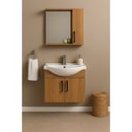 DMZ Home Concept Lacrime 65 cm Ahşap Renkli Mdf, Oval Seramik Lavabolu, Alt ve Üst Dolaplı, Banyo Dolabı Takımı