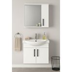 Dmz Home Concept Lacrime 65 Cm Beyaz Renkli Mdf, Oval Seramik Lavabolu, Alt Ve Üst Dolaplı, Banyo Dolabı Takımı
