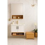 DMZ Home Concept Legna 65 cm Banyo Dolabı Takımı – Beyaz & Ahşap – Mdf – Seramik Lavabolu – Alt ve Üst Dolap