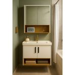 Dmz Home Concept Legna 80 cm Beyaz MDF Banyo Dolabı Takımı Modern Düz Panel Tasarım Ayarlanabilir Raf