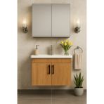 Dmz Home Concept Liventa 65 cm Ahşap Renkli, Seramik Lavabolu, Mdf Banyo Dolabı Takımı