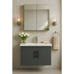 Dmz Home Concept Liventa 65 Cm Antrasit Renkli, Seramik Lavabolu, Mdf Banyo Dolabı Takımı Gri