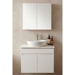 Dmz Home Concept Oval 42 cm Çanak Lavabolu, Tamamı Mdf, Beyaz Renkli, Aynalı Üst Dolaplı Banyo Dolabı Takımı