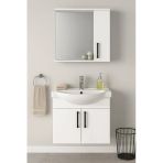 Dmz Home Lacrime 65 Cm, Beyaz Renkli, Tamamı Mdf, Oval Seramik Lavabolu, Aynalı, Alt Ve Üst Dolaplı, Banyo Dolabı Takımı