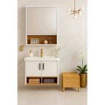 Dmz Home Legna 65 Cm Banyo Dolabı Takımı, Beyaz Ve Ahşap, Tamamı Mdf, Seramik Lavabolu, Alt Ve Üst Dolap