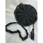 Dna Moda Makaron Çanta / Hasır Çanta / Bohem Çanta / El Örgüsü Hasır Çanta / Kağıt Ip Çanta - Standart - Siyah
