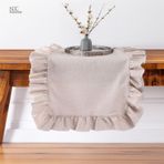 Dnc Home Tekstil Ndchome Fırfırlı Bej Keten Runner Masa Örtüsü Bej