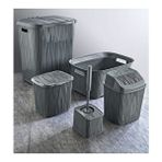 Dng Store Dalgalı 5 Parça Banyo Seti Kirli Çamaşır Sepeti Deterjanlık Çöp Kovası Temiz Çamaşır Sepeti - Gri