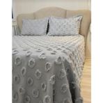 D'niss Home Ponpon Desenli 3 Parça Çift Kişilik Yatak Örtüsü - Gri - 240 x 250 cm