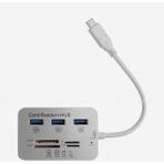 DNR Bilişim Çoklu Hafıza Kart Okuyucu Type- C Çoğaltıcı 3.0/3.1 USB 3port Memory Card (Micro Sd/sd(Hc)/m2/t-Flash - Gümüş