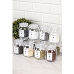 dnshome 12'li Şeffaf Kapaklı Baharatlık Seti Kavanoz Seti Baharat Etiket Hediyeli Saklama Kabı 300 ml