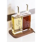 dnshome 2'li Ahşap Stantlı Gold Tıpalı Cam Sosluk Sirkelik Yağdanlık Seti 5 Çeşit Etiket Sofra Sosluk 500 ml