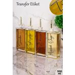 dnshome 4’lü 500 ml Transfer Etiketli Lüks Cam Yağdanlık Seti Gold Sızdırmaz Kapaklı Sosluk Sirkelik Yağlık