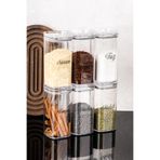 dnshome 6'lı 300 ml Vakum Kapaklı Akrilik Baharatlık Saklama Kabı Şeffaf Etiket Hediyeli Kavanoz